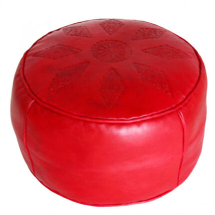 "COUSSIN DE SIÈGE EN CUIR MAROCAIN SALE ROUGE