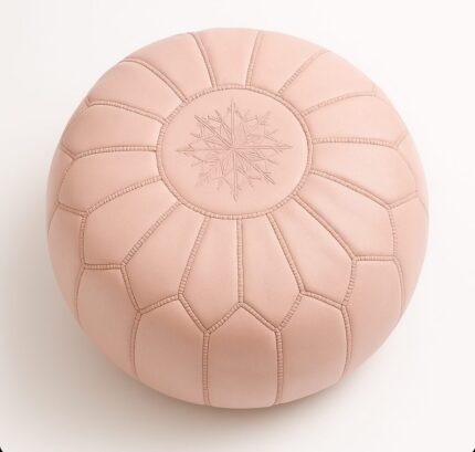 "COUSSIN DE CUIR MAROCAIN DE 54CM EN ROSE CLAIRE