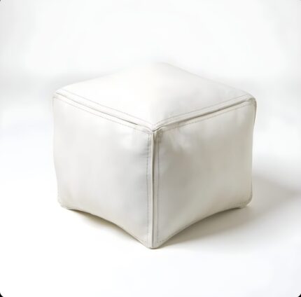 "COUSSIN DE SIÈGE ORIENTAL "CARRE" DE  45X45 CM EN CUIR BLANC