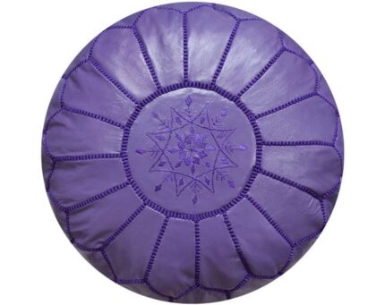 COUSSIN DE SIÈGE EN CUIR MAROCAIN RONDE VIOLET 54cm