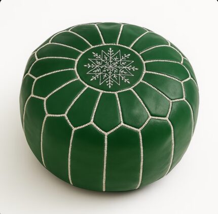 COUSSIN DE SIÈGE EN CUIR MAROCAIN RONDE VERT 54cm