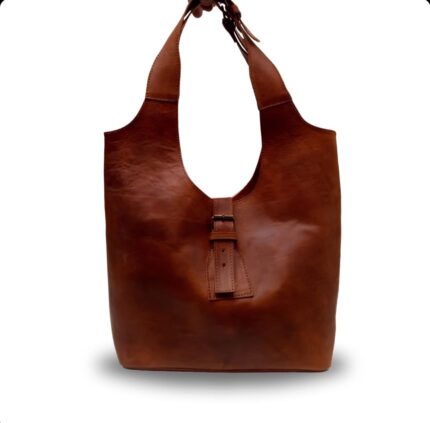 Sac à bandoulière en cuir marron minimaliste marocain