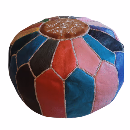 COUSSIN DE SIÈGE EN CUIR MAROCAIN RONDE  COLORE 54cm
