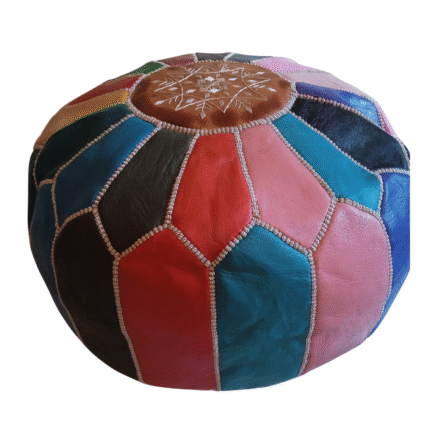 COUSSIN DE SIÈGE EN CUIR MAROCAIN RONDE  COLORE 54cm