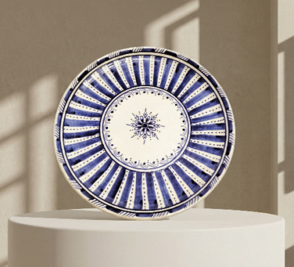Blue Floral Hand-Painted Ceramic Plate – 25cm Artisan Serving Dish