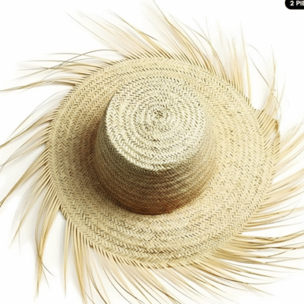 Handcrafted Summer Straw Hat Set with Fringe – Wide Brim Boho Beach Style