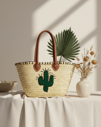 Handwoven Cactus Straw Beach Bag – Artisan Made Summer Tote