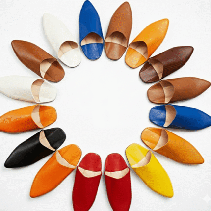 Traditional Moroccan Leather Babouche Slippers – Handcrafted Artisan Design