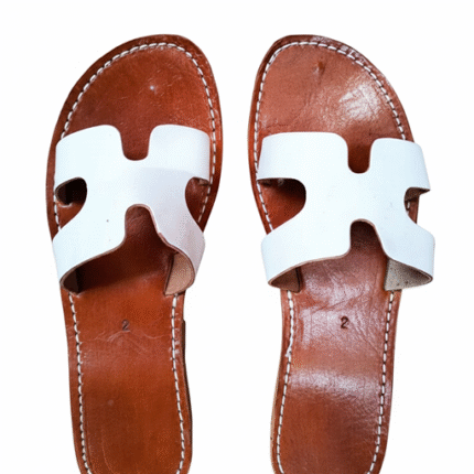 Artisan Handcrafted Moroccan Leather H-Strap Sandals – Colorful Flat Slides