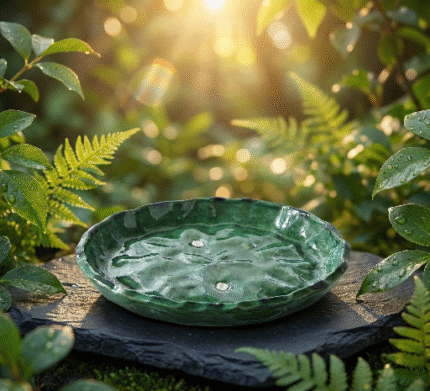 Handmade Tamegroute Ceramic Plate – 20cm Green with Scalloped Edge