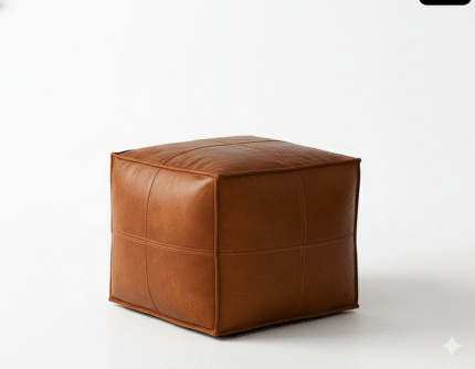 Square Leather Ottoman Set – Handcrafted Moroccan Pouf Duo & Coffee Table Base