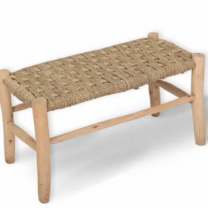 Handwoven Moroccan Palm Leaf Bench – Boho Luxury Home Accent
