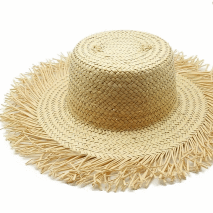 Boho Handwoven Straw Garden Hat Set with Fringe – Wide Brim Summer Accessory