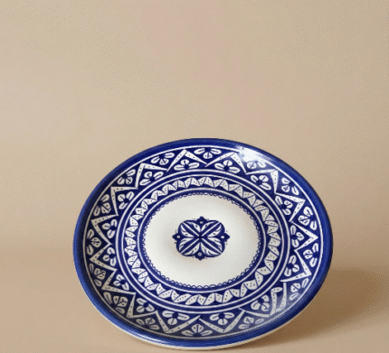 Cobalt Majesty Duo – Hand-Painted Blue Geometric Ceramic Plates (13.7")