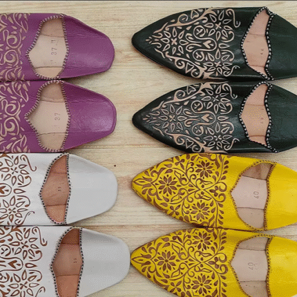 Artisan Etched Leather Babouches – Premium Moroccan Handcrafted Slippers
